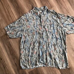 Men’s Moda Campia Moda bamboo print short sleeve button up shirt size XXL